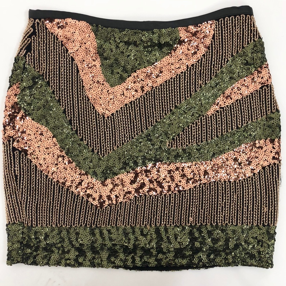 NWT H&M Skirt Sequin Mini 6 Gold Aztec Tribal